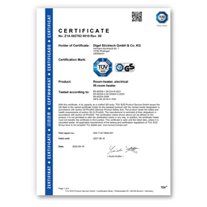 TÜV Certified Infrared Heater